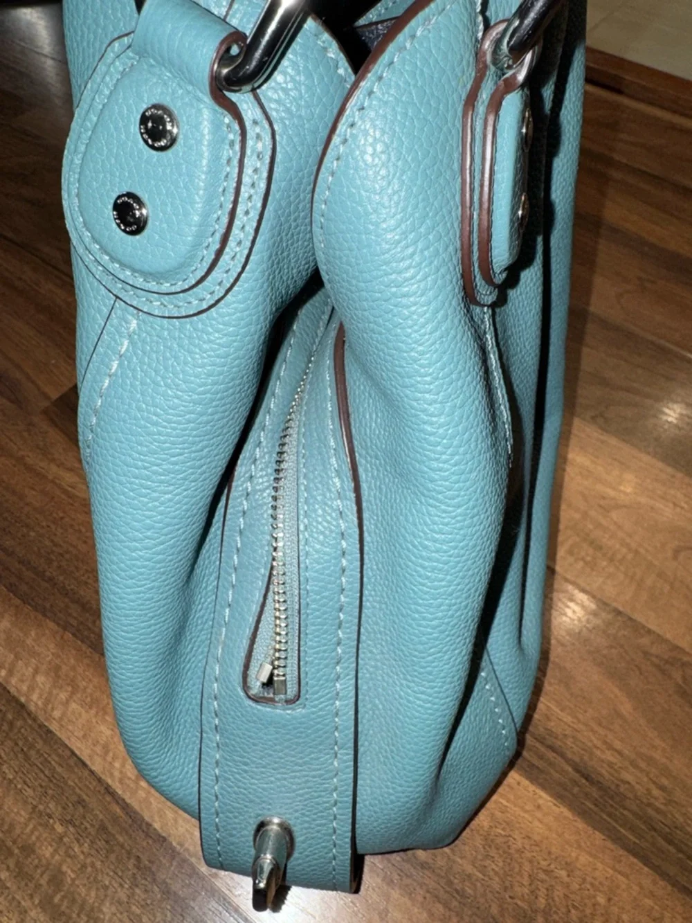 Coach Edie 31 Pebbled Leather Hobo Bag in Aqua - Picture 4 of 6